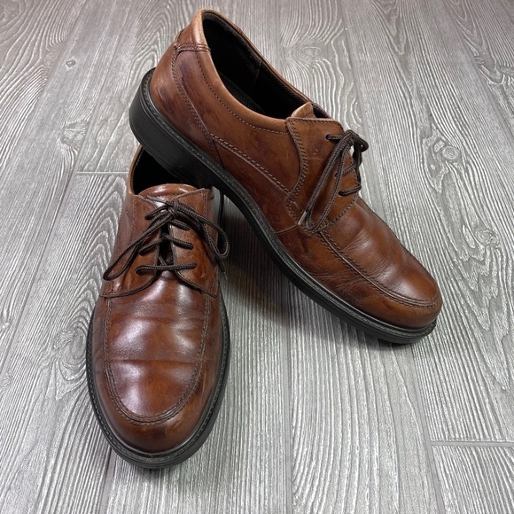 ECCO Shock Proof Leather Oxfords - Picture 1 of 12